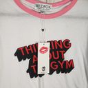 Wildfox NWT Wild Fox White Pink Graphic Thinking About The Gym T-Shirt Women's Medium Photo 4