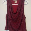 Haute Hippie  Hand Beaded Red Beads & Sequin Draped Neckline Silk Top Sz M Photo 1