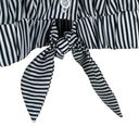 Sans Souci  Gray White Striped Cropped Off Shoulder Short Sleeve Button Up Top M Photo 2