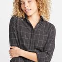 Marine layer  Womens Diana Popover Shirt in Black White Windowpane Sz XS Flannel Photo 7