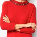 Talbots rsvp by  NWT Red Pullover Sweater Ruffle Rhinestone Keyhole Neck SZ 1XP Photo 0