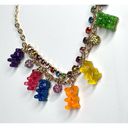 Betsey Johnson  GUMMY BEAR & STONE NECKLACE Layer Gold Chain Multi Color Glitter Photo 7