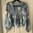 Olivaceous Beachy Flowy Blouse Top Photo 0