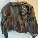 Leather Jacket With Fringe Black Photo 0