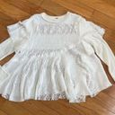 Free People  Snowfall tunic lace top long sleeves Love Dove XS oversized baggy Photo 7