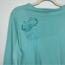 Style & Co NWT  Green Embroidered Henley 3/4 Sleeves Top Photo 8