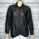 Diane Gilman DG2 by  NWT 1X Black - Floral Embossed Burnout Button Up Blouse Top Photo 0