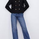 ZARA High Rise Straight Leg Jeans Navy Blue Photo 2