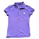 Polo  Bear Embroidered Bear Purple Casual Button Top Size Medium Photo 0