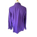 Coldwater Creek  No Iron Deep Purple Button Down Collared Long Sleeve Fitted Blou Photo 2