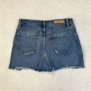 GRLFRND  Eva Mini Medium Wash Distressed Denim A-Line Skirt Size 29 Photo 1