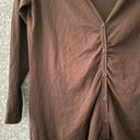 Coldwater Creek  Brown Silk Blend Gathered Cardigan Sweater - Size Large (14-16) Photo 2