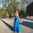 David's Bridal David’s Bridal Blue Satin A-Line Dress Size 4 Photo 1