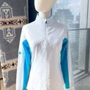 FootJoy  Sport Mid Later White Aqua 1/2 Zip Pullover Top Women’s Small Photo 0