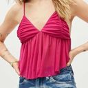 Urban Outfitters Lila Ruched Ruffle Cami in Pink/Magenta Photo 0