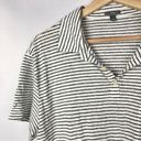 Vince  White & Black Stripe Linen Short Sleeve Polo L Photo 20