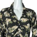 Oak + Fort  Shirt Womens Medium Black Cream Floral Flowers Ruched Tie Front Bloom Photo 3