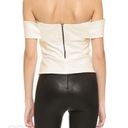 Michelle Mason  Shirt Womens Small White Brushed Fabric Off Shoulder Rayon Nylon Photo 3