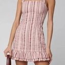 Alexis L  Pink Striped Ruffle Skirt Linen Mini Dress Photo 0