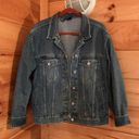 DKNY AMAZING VINTAGE BLUE DARK WASH  JEANS LOGO SPELLOUT GRAPHIC BUTTON UP DENIM JACKET Photo 2