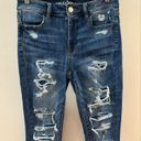 American Eagle Size 10 Regular  Dark Blue Distressed Hi-Rise Jegging Crop Jeans Photo 1