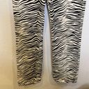 ZARA  Black & White Zebra Print Straight Wide Leg Denim Jeans EUC Sz 8 Cotton Photo 2