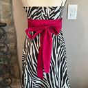 Ann Taylor Animal Print Sundress With Hot Pink Bow Photo 3