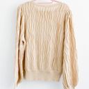 &merci Boutique Cream Textured Stripe Balloon Sleeve Sweater Photo 4