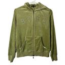 BCBG MAXAZRIA Green Velour Zip Up‎ Sweater Y2K Velvet Hoodie Sz Medium Photo 0