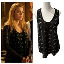 Joie ASO Serena Van Der Woodsen Gossip Girl Black  Silk Feather Tank Top Alicia Photo 1