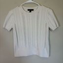 Banana Republic  100% COTTON Ribbed Short Sleeve Sweater Top Ivory  Small Photo 0