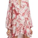 Rococo  Sand Ava Rosewood Tie Dye Print Faux Wrap Ruffle Mini Dress Size M Photo 0