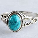 New Turquoise Oval Ring Blue Photo 1