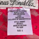 Linea Donatella Vintage 90s  Red Black Floral Lace Lingerie Intimate Nightgown Photo 5