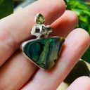 Sterling Silver Mermaids Dream Abalone & Peridot Solid  Pendant Photo 4