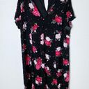 Torrid  Midi Challis Button-Front Dress Floral Envelope Pattern Sz 4 Black Photo 2