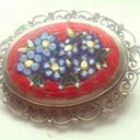 Vintage Italian floral mosaic. Miniature art piece Red Photo 0