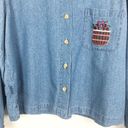 Christopher & Banks  Chambray Blue Holiday Button Down Shacket Size Large Photo 5