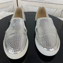 Nine West  Bonkers Embossed Metallic Slip On Sneaker Silver Black 7 Photo 2