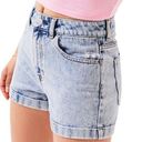 PacSun  Mom Short 100% Cotton High Waisted Thick Hem Acid Wash Denim Blue 23" Photo 0