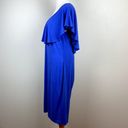 Carmen Marc Valvo  Midi Dress XL Blue Off Shoulder Ruffle Bodycon Slim‎ Fit New Photo 6