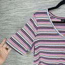 Lane Bryant  Top Womens Plus Size 14/16 Rainbow Colorful Knit Short Sleeve Shirt Photo 2