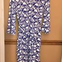 Boden USA Boden Amy Jersey Double V Neck Pocket Floral MIDI Dress Blue White 6R Photo 2