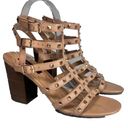 Betsey Johnson BETSEYVILLE Naveah Gold Studded Tan Gladiator Block Heeled Sandals Size 9 Photo 0