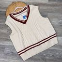 Abound Nwt  preppy sweater vest pullover cable knit cream & maroon Photo 0