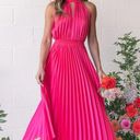 Petal and Pup  Dominique Hot Pink Satin Pleated Maxi Dress 6 Photo 5