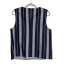 Draper James  Lacey Striped Top Navy Size 14 Tank Eyelet Lace Photo 2