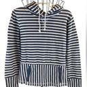 J.Crew  Navy and White Striped Cotton Hoodie Women’s size Medium Photo 0