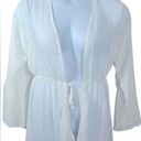 SheIn  White Sheer Long Ruffle Accent Bridal Robe or Beach Cover Up Size Large Photo 1