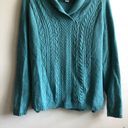 Coldwater Creek  Sweater Teal Blue Shawl Collar Cableknit Sz L (14) GUC Photo 5